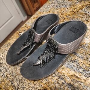 FitFlop Metallic Beaded Sandals Size US 9 Style 336-289